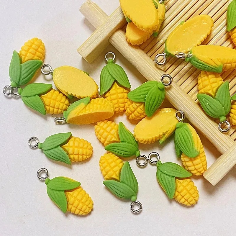 Resin Craft Supplies - 20 Stück lustige Mini-Mais-Gemüse-Harzanhänger, künstliche Lebensmittelanhänger,