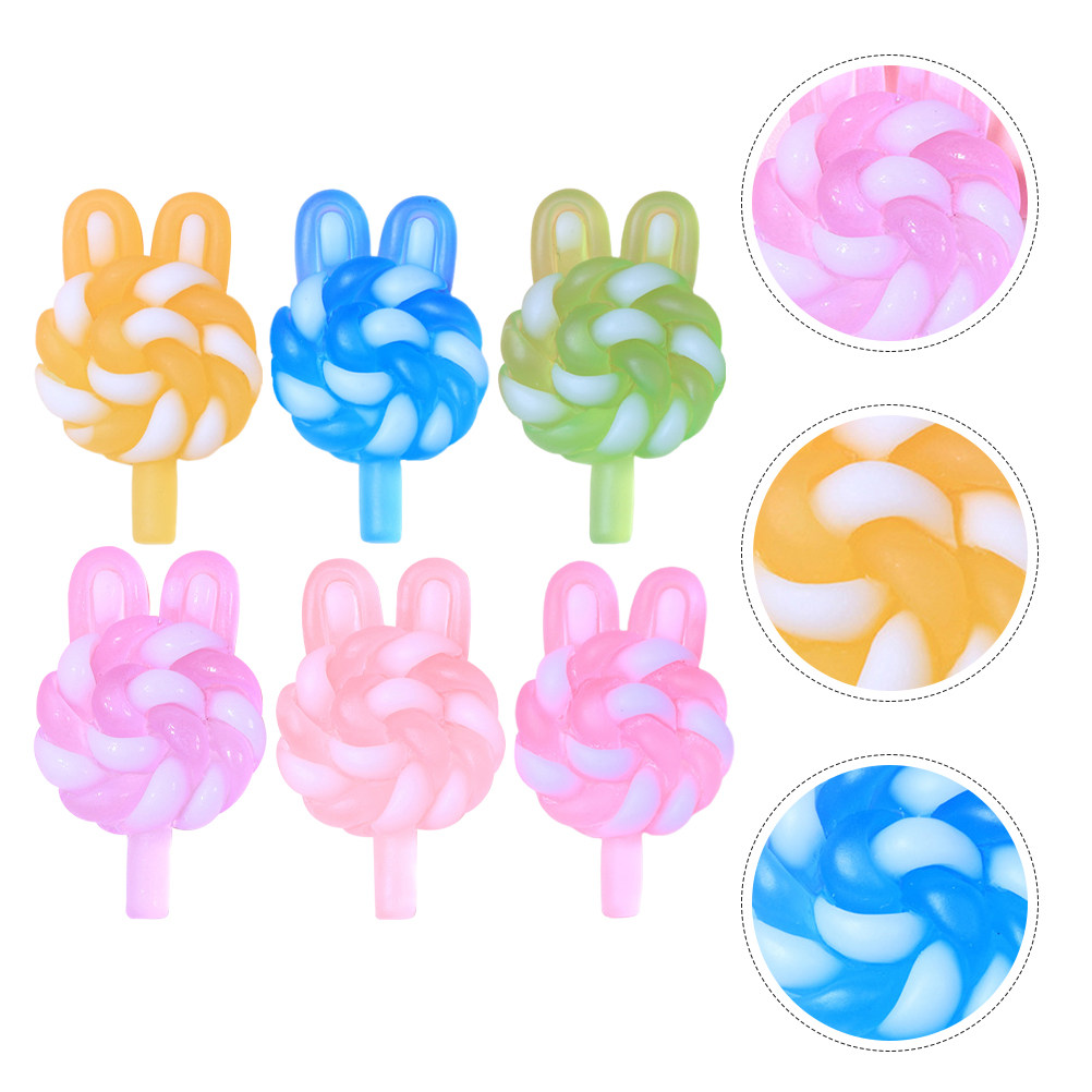 Resin Craft Supplies - 24 Stück niedliche Cartoon-Lollipop-Anhänger in Hasenform,