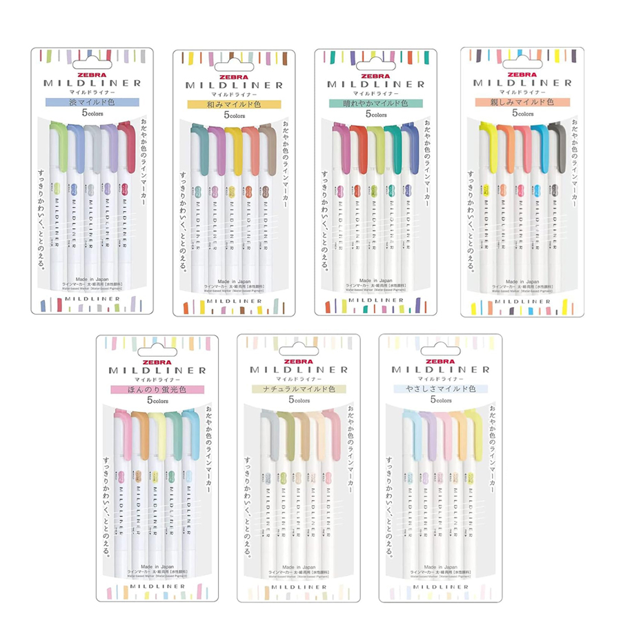 Zebra Pen Mildliner - Zebra Mildliner Textmarker Pastell Komplettset 5/25/35