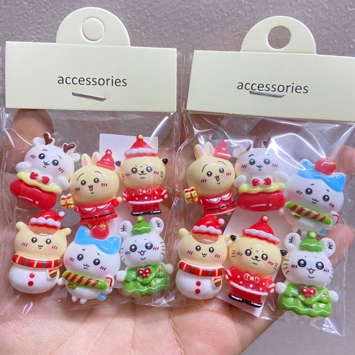 Resin Craft Supplies - Weihnachten Einfarbige Chiikawa Harz-Abziehbilder DIY Handyhülle