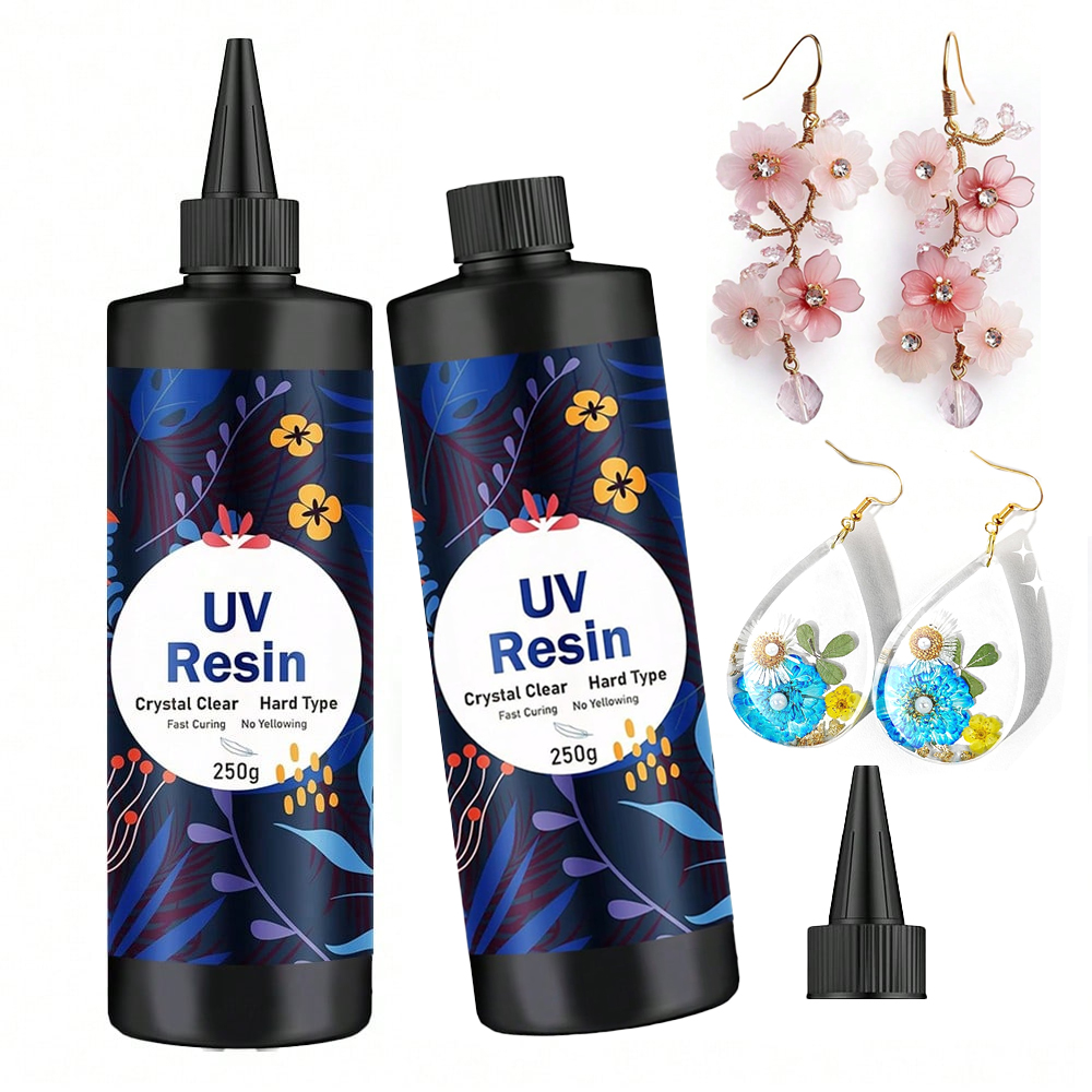 Resin Jewelry Kit - 250g/500g UV-Harz, klarer Hartkleber, solaraktiviertes transparentes