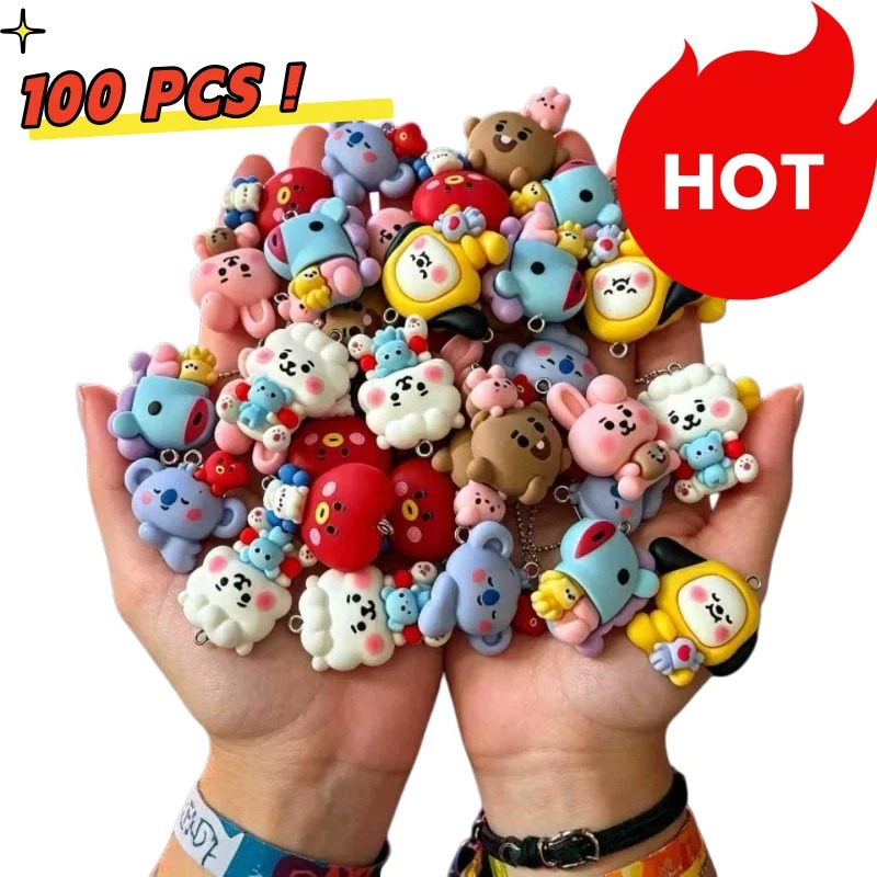 Resin Craft Supplies - 7 Stück BT21 Harz-Cartoon-Anhänger DIY-Zubehör Bastelbedarf