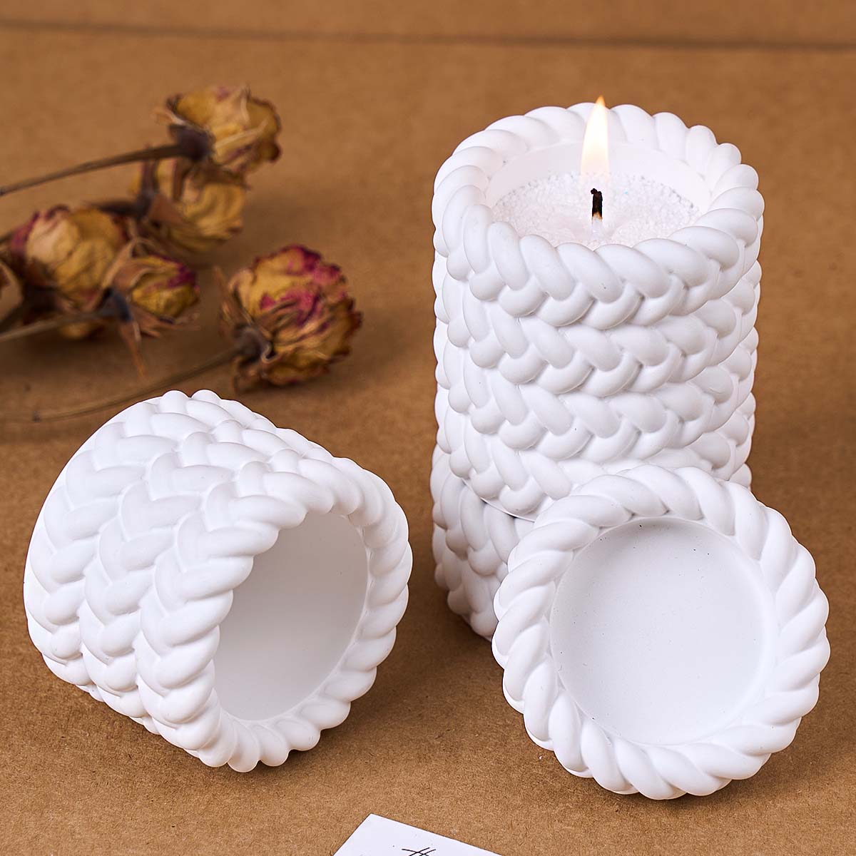 1/2/3/4 Etagen Hanfseil Kerze  – Coaster Mold Round Bewertung und Preis
