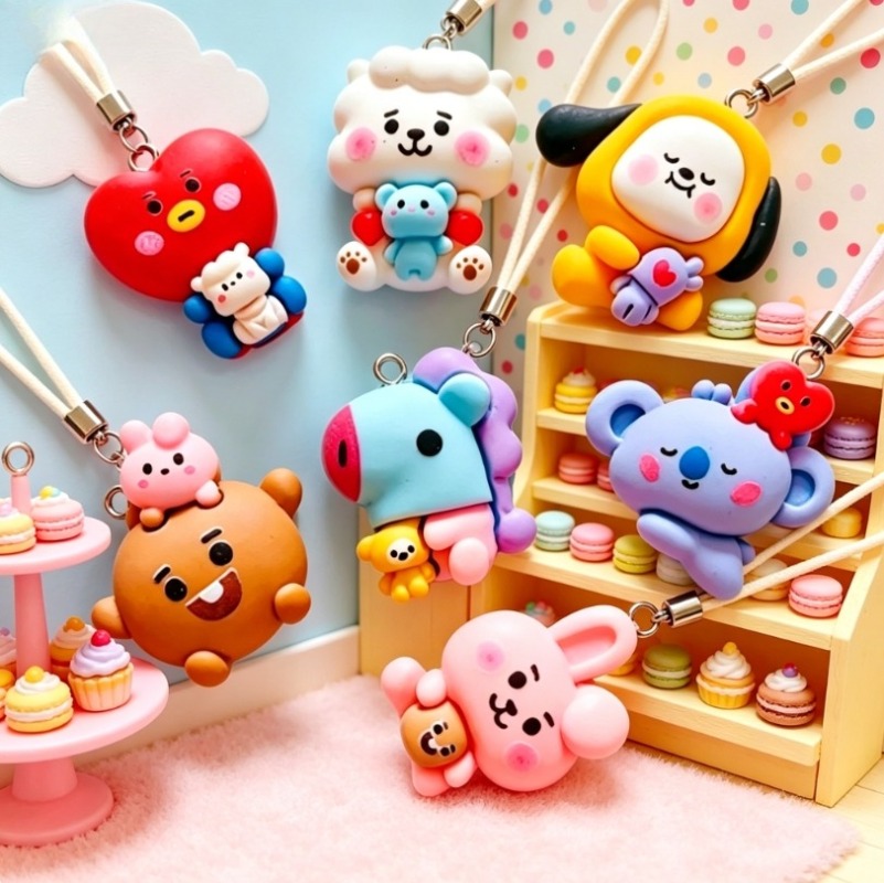 7 Stück BT21 Harz-Cartoon-Anhä – Resin Craft Supplies Bewertung und Preis