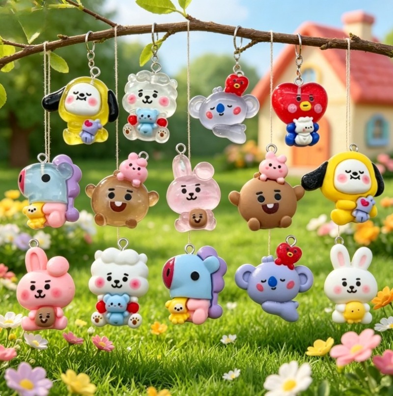 7 Stück BT21 Harz-Cartoon-Anhä – Resin Craft Supplies Bewertung und Preis